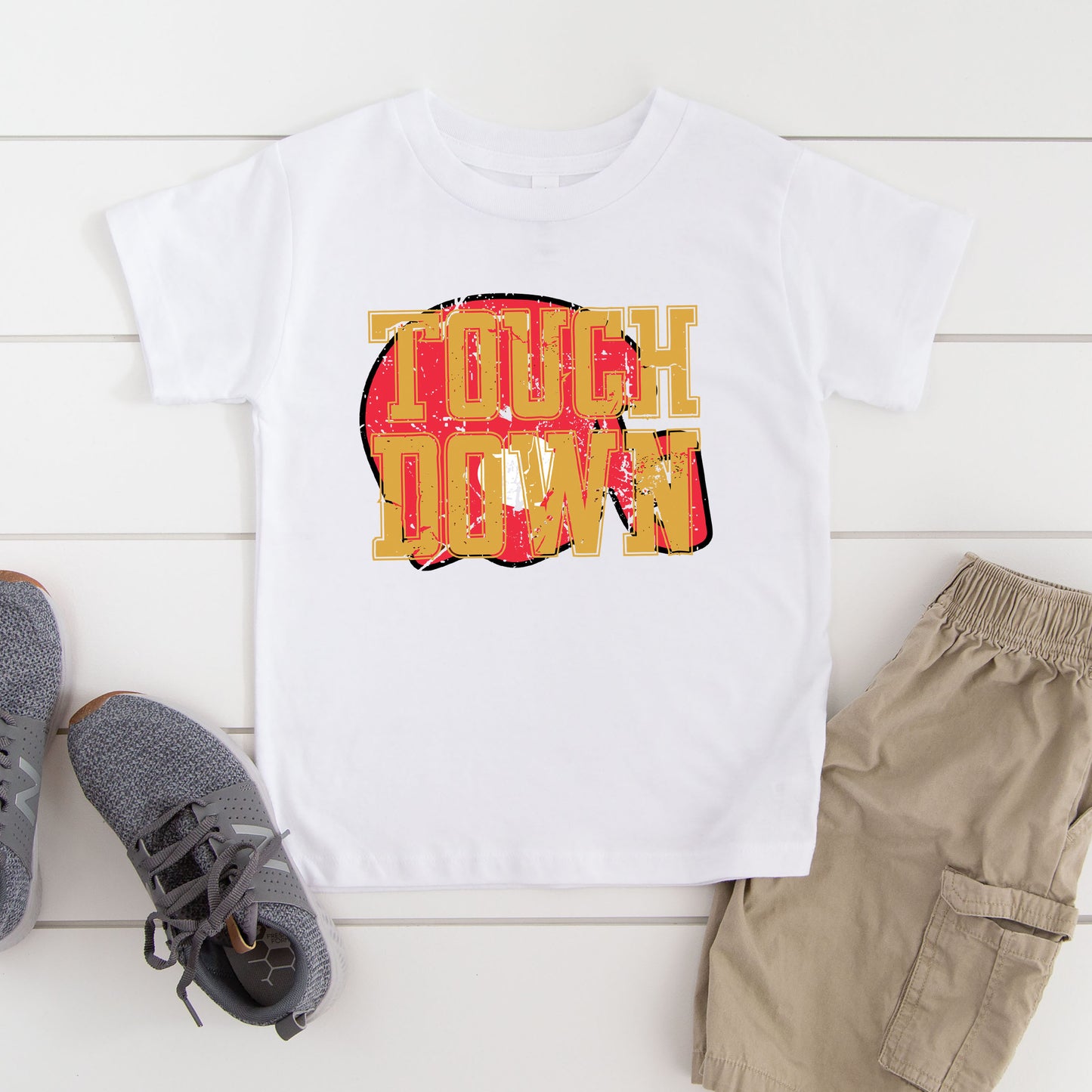 Touch Down Red Helmet Distressed | Toddler Graphic Short Sleeve Tee