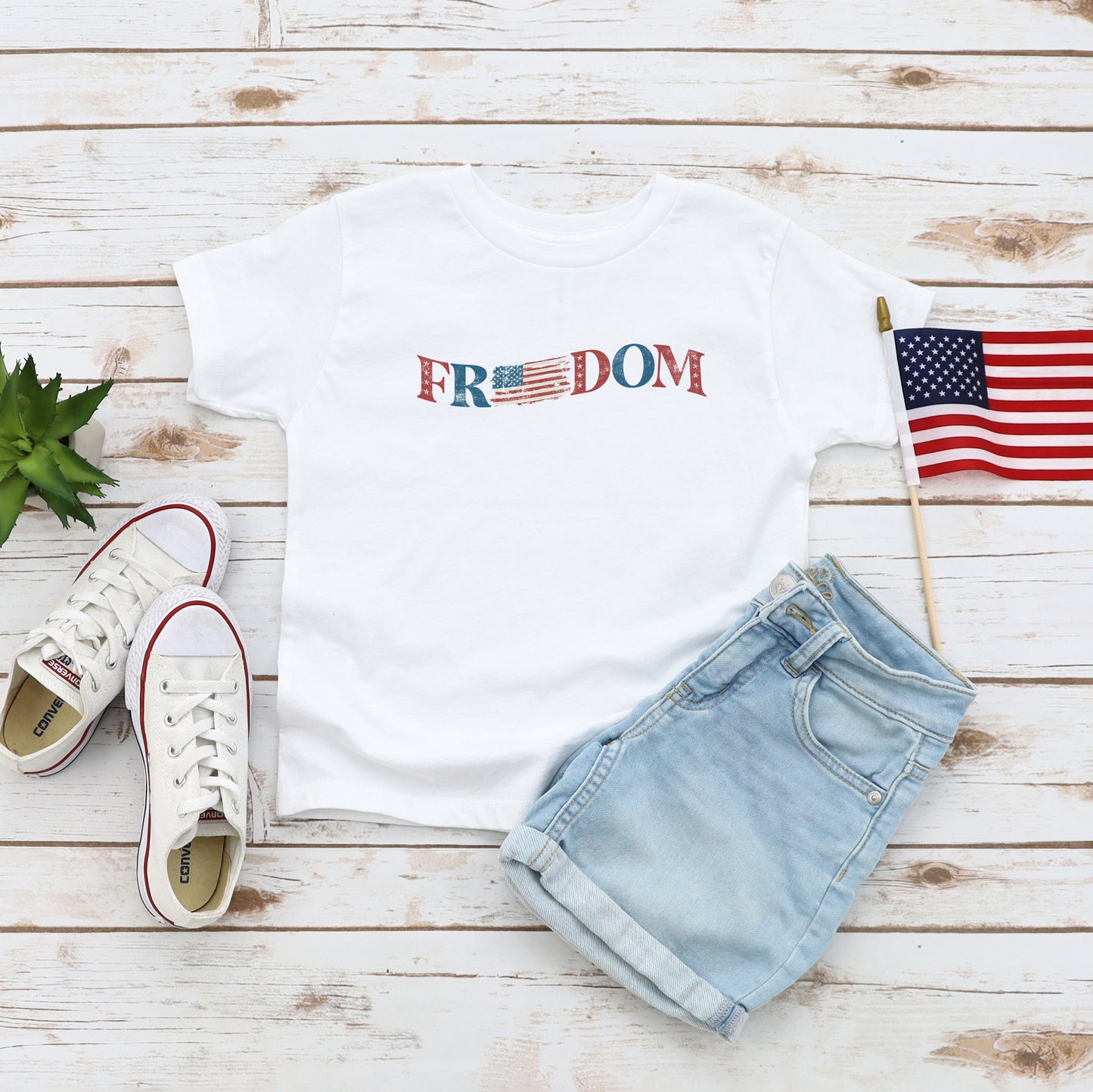 Distressed Freedom American Flag | Toddler Graphic Short Sleeve Tee
