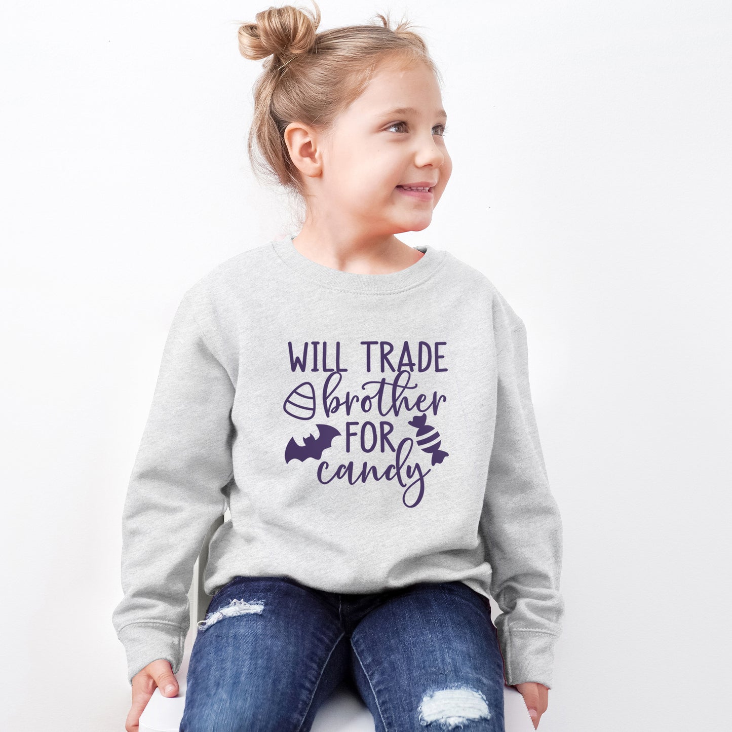 Will Trade Brother For Candy Puff Print | Youth Graphic Sweatshirt