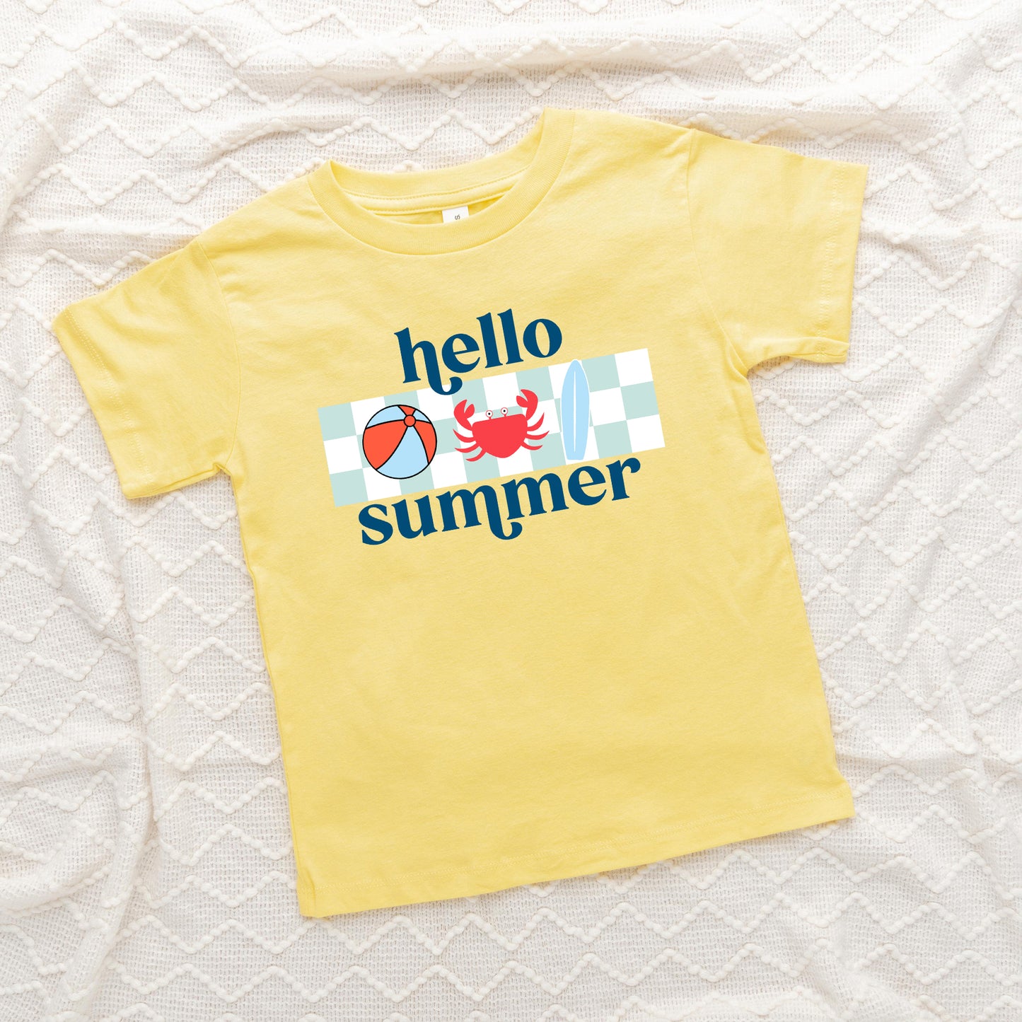 Hello Summer Checkered | Toddler Graphic Short Sleeve Tee