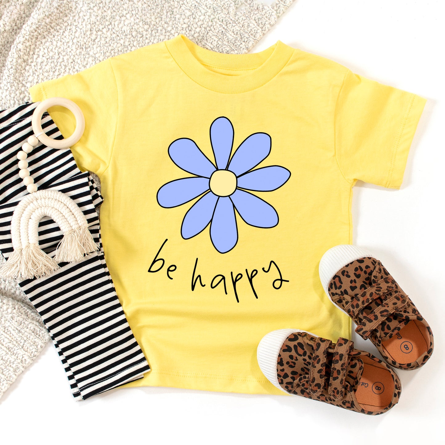 Be Happy Flower | Toddler Short Sleeve Crew Neck