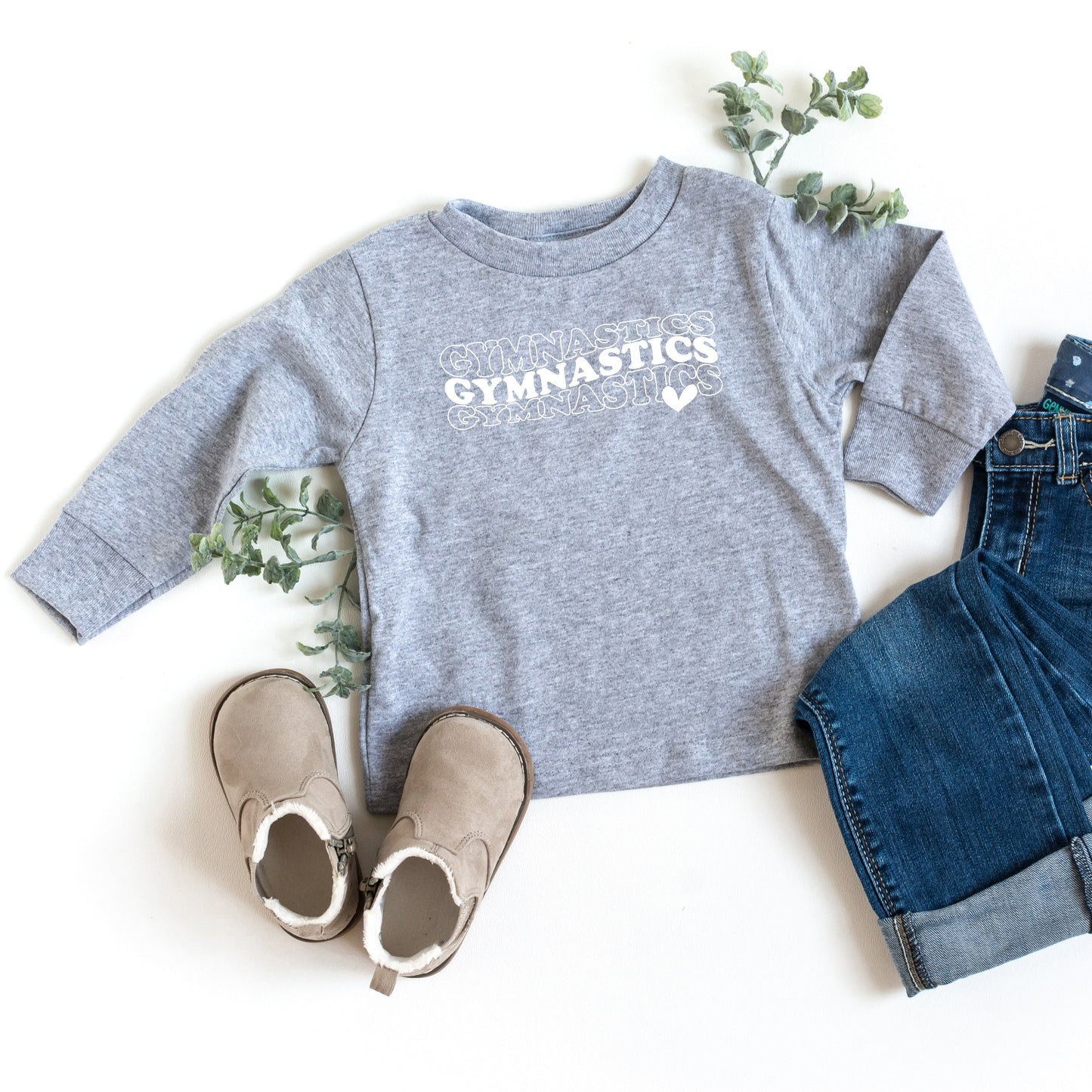 Gymnastics Stacked Heart | Youth Long Sleeve Tee