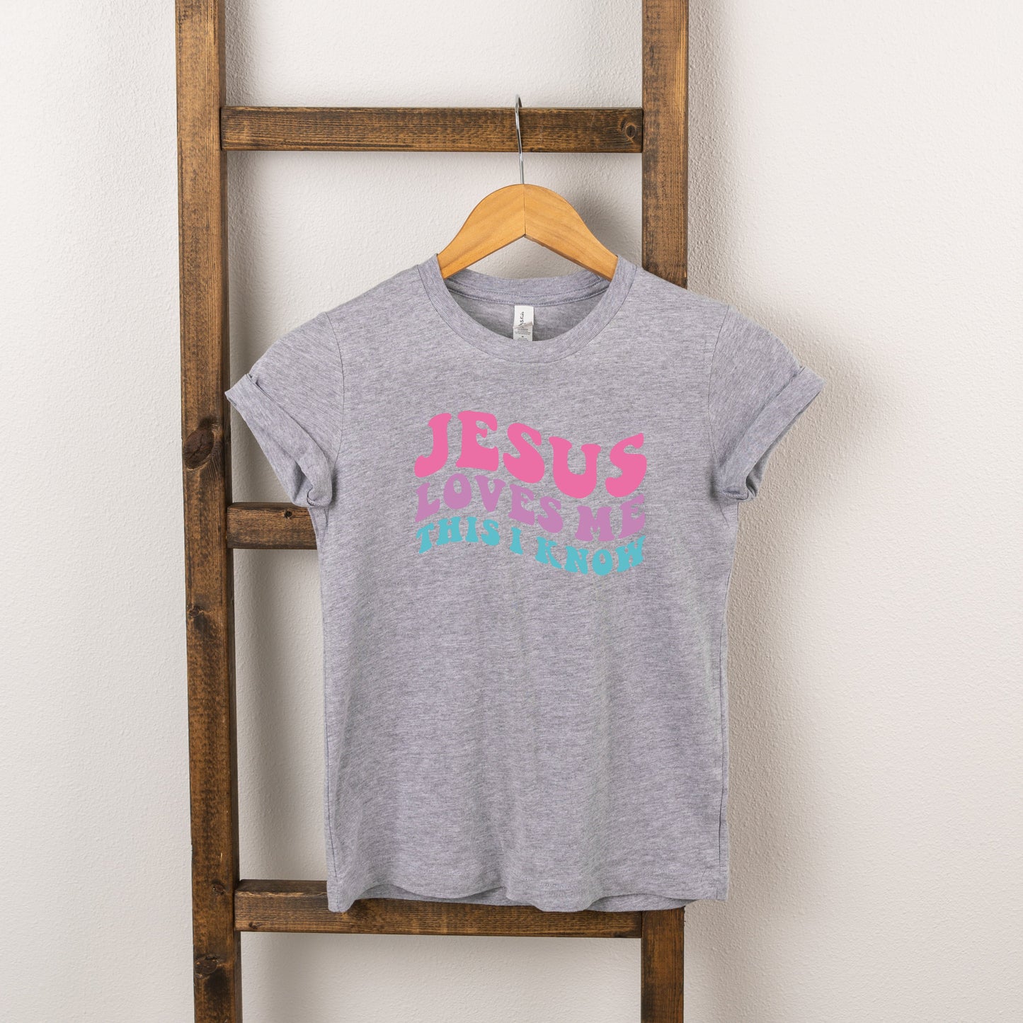 Jesus Loves Me This I Know Wavy | Toddler Short Sleeve Crew Neck
