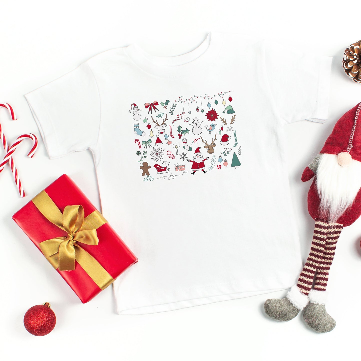 Christmas Doodles | Toddler Short Sleeve Crew Neck