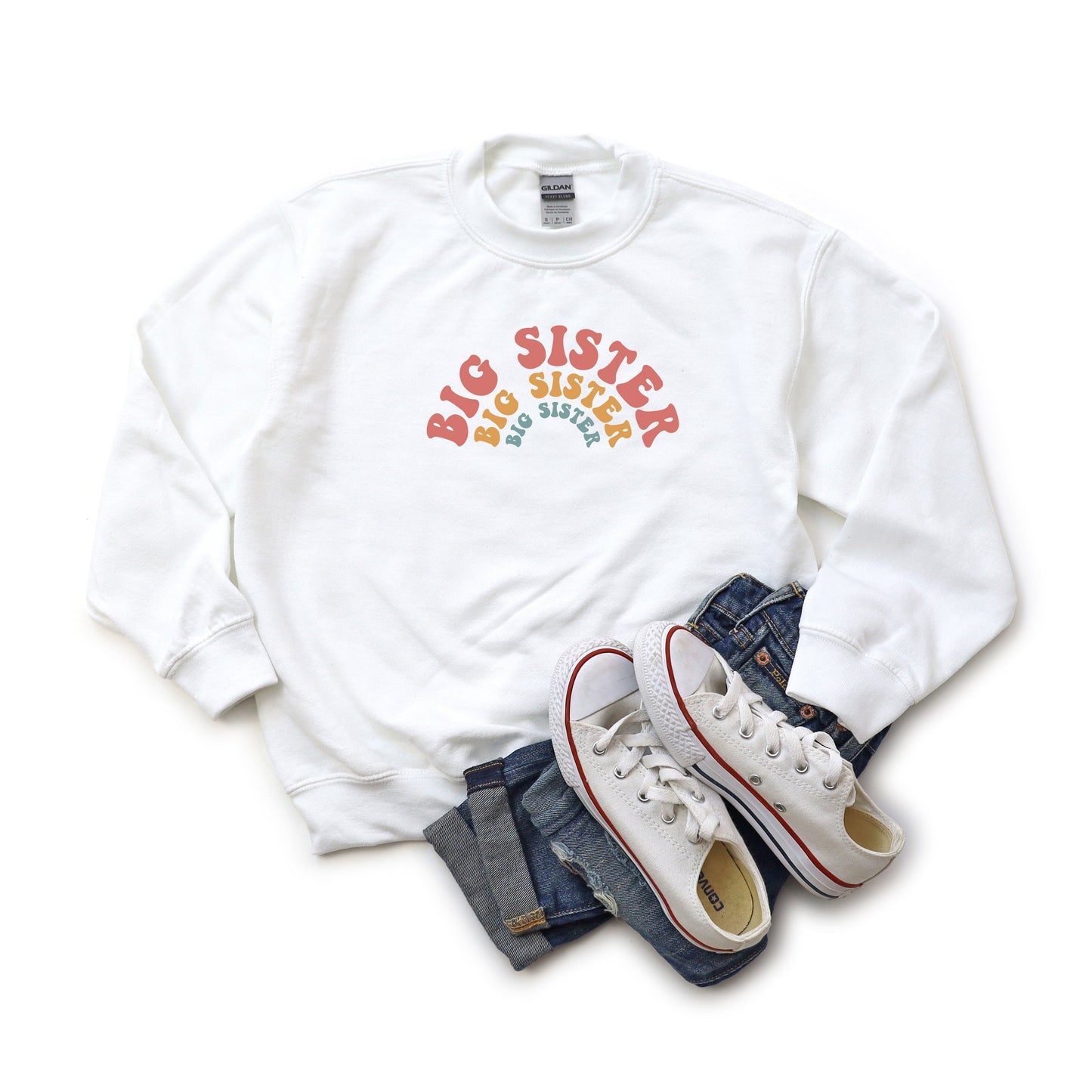 Big Sister Stacked Curved | Youth Sweatshirt
