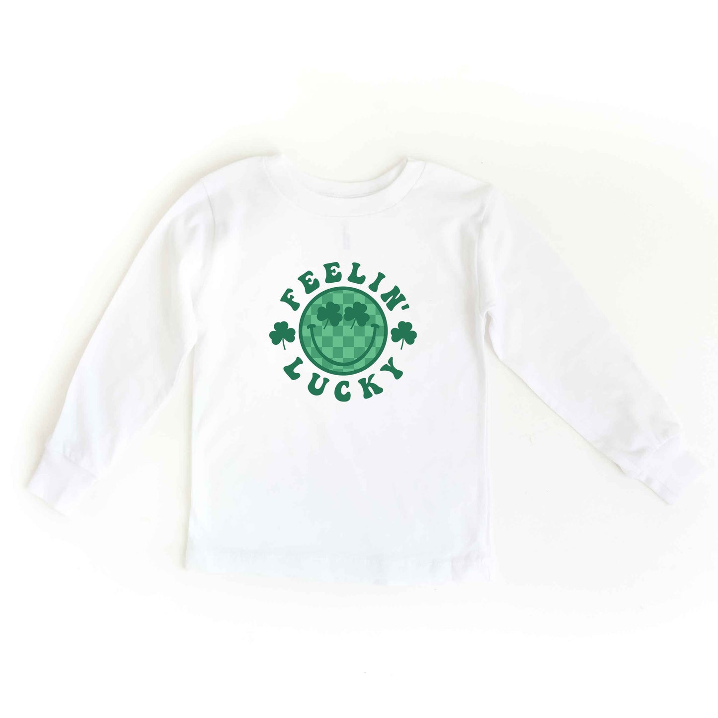 Feelin Lucky Checkered Smiley Face | Toddler Long Sleeve Tee