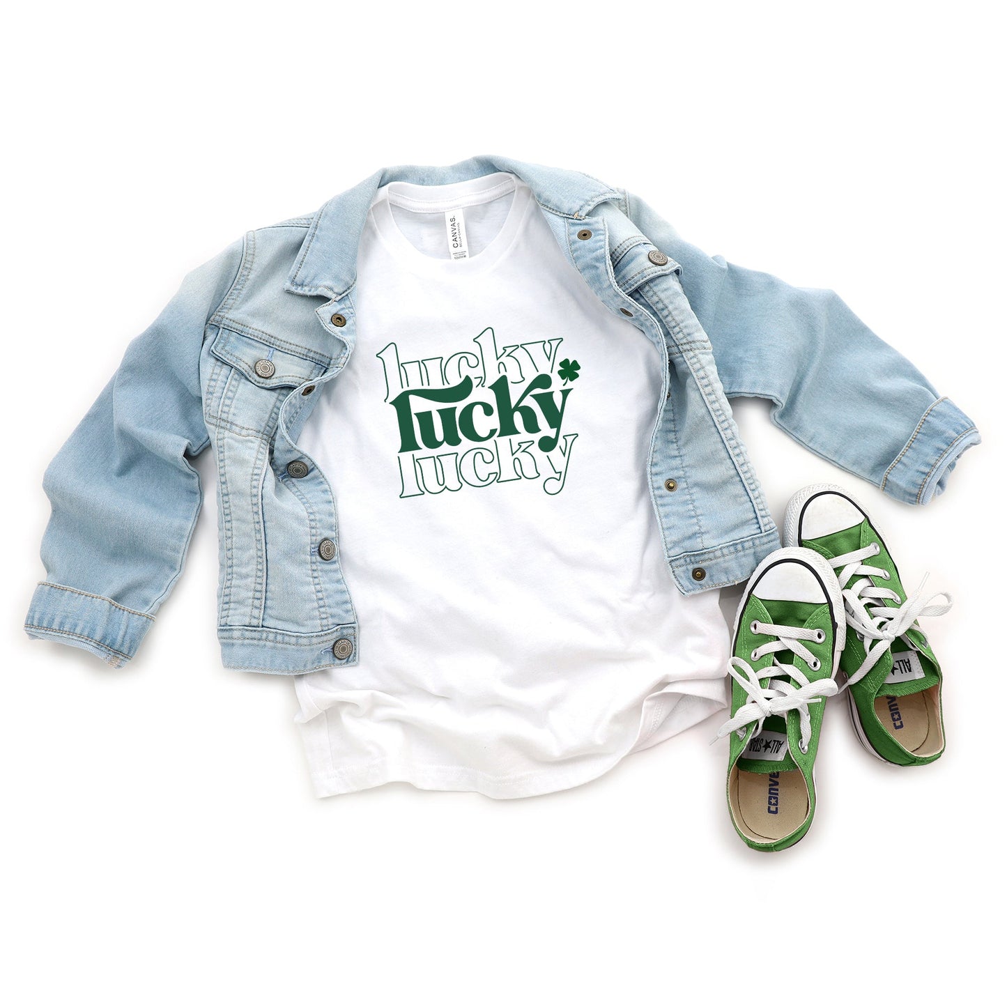 Lucky Clover Stacked | Youth Short Sleeve Crew Neck