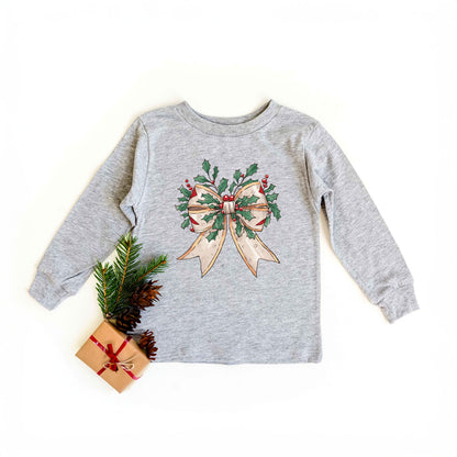 Holly Leaves Coquette | Toddler Graphic Long Sleeve Tee