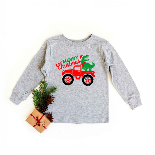 Christmas Dino Truck | Youth Graphic Long Sleeve Tee