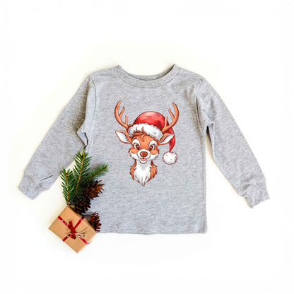 Cute Reindeer Head | Toddler Graphic Long Sleeve Tee