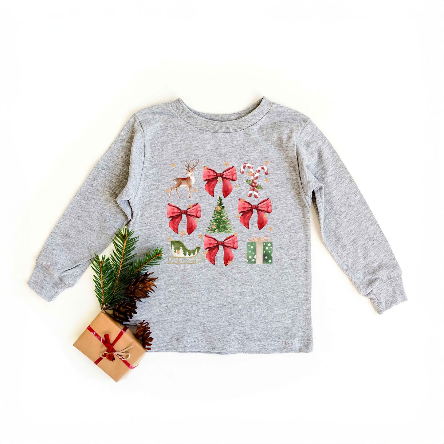 Coquette Christmas Collage | Youth Graphic Long Sleeve Tee