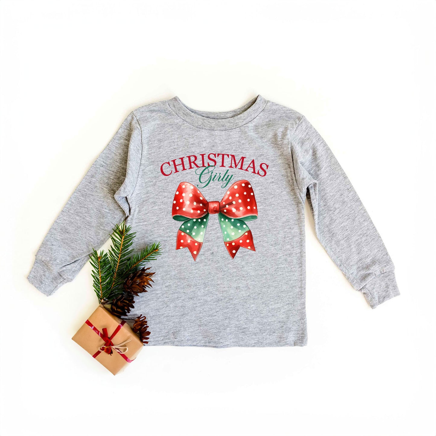 Coquette Christmas Girly | Toddler Graphic Long Sleeve Tee