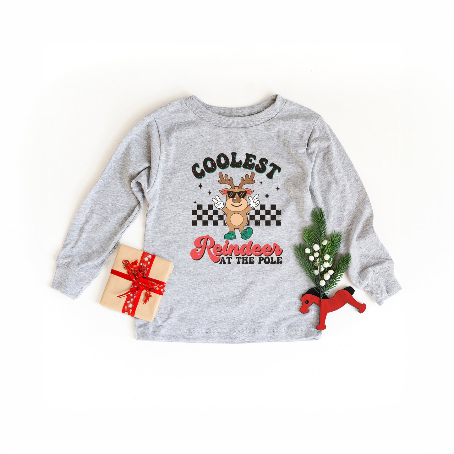 Coolest Reindeer At The Pole | Youth Graphic Long Sleeve Tee