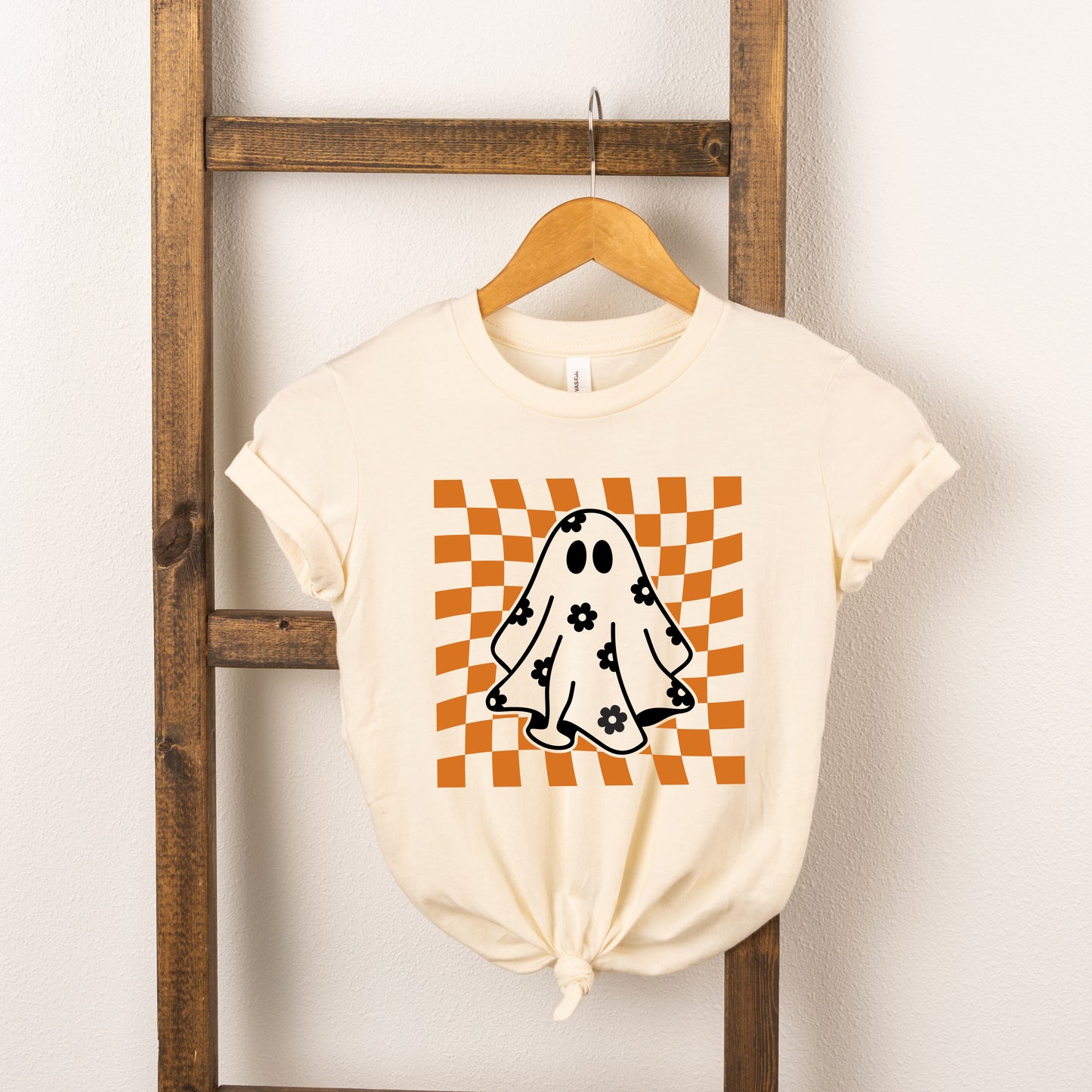 Checkered Flower Ghost | Toddler Graphic Short Sleeve Tee
