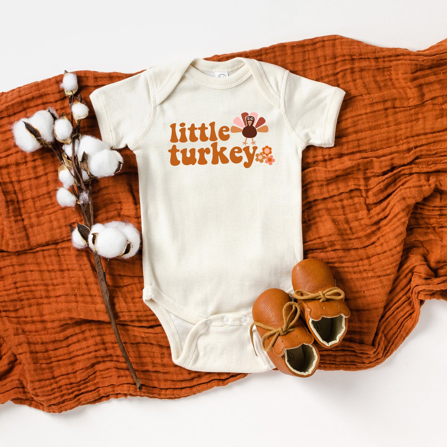 Little Turkey Flowers | Baby Graphic Short Sleeve Onesie