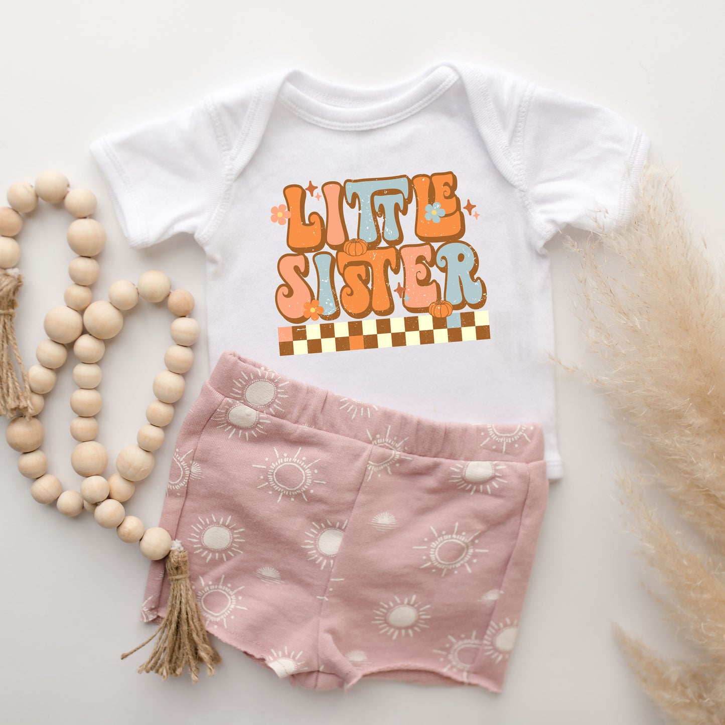 Little Sister Checkered | Baby Graphic Short Sleeve Onesie