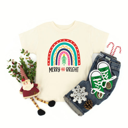 Merry And Bright Rainbow | Youth Graphic Short Sleeve Tee