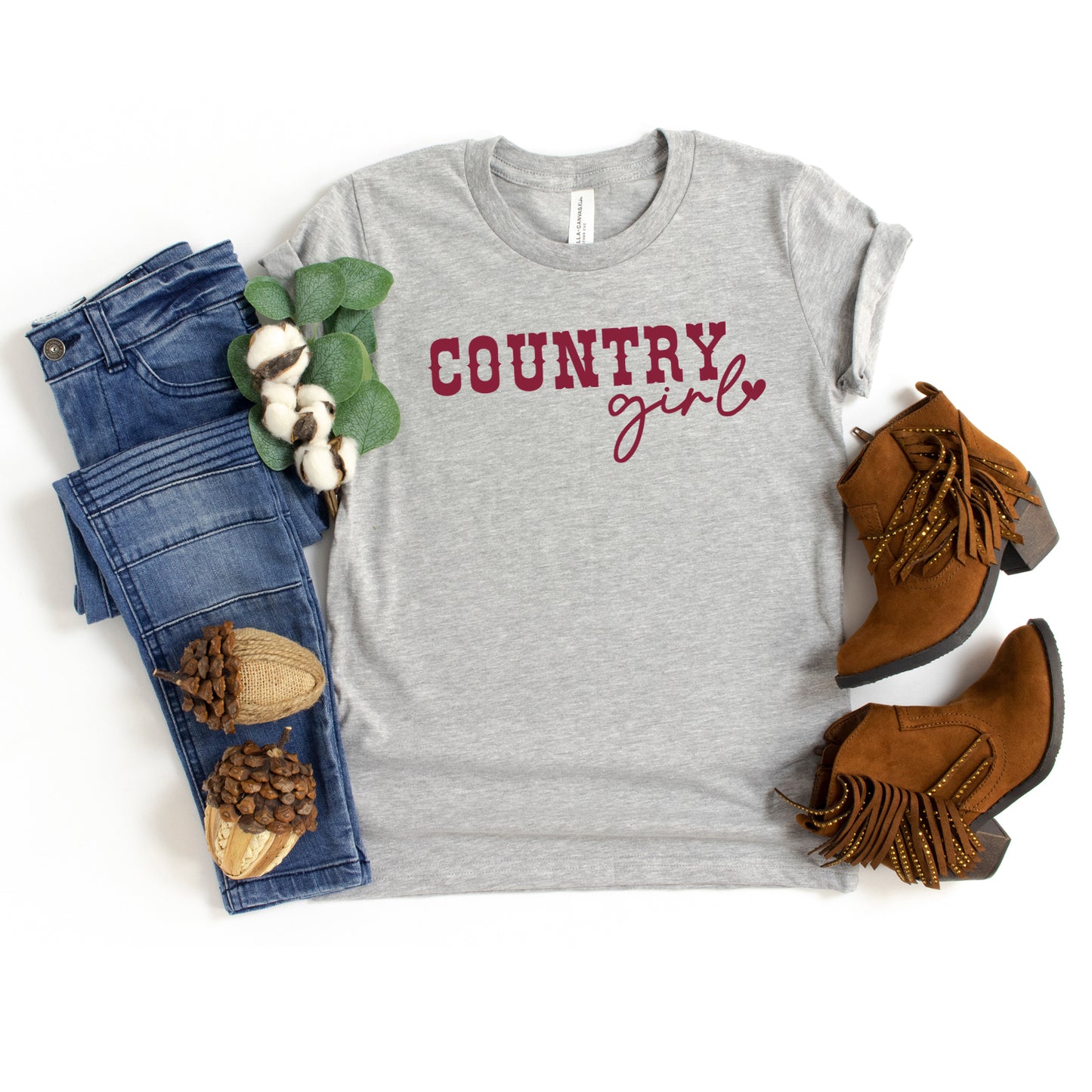 Country Girl Heart | Toddler Short Sleeve Crew Neck