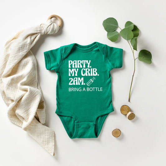 Party. My Crib. | Baby Graphic Short Sleeve Onesie