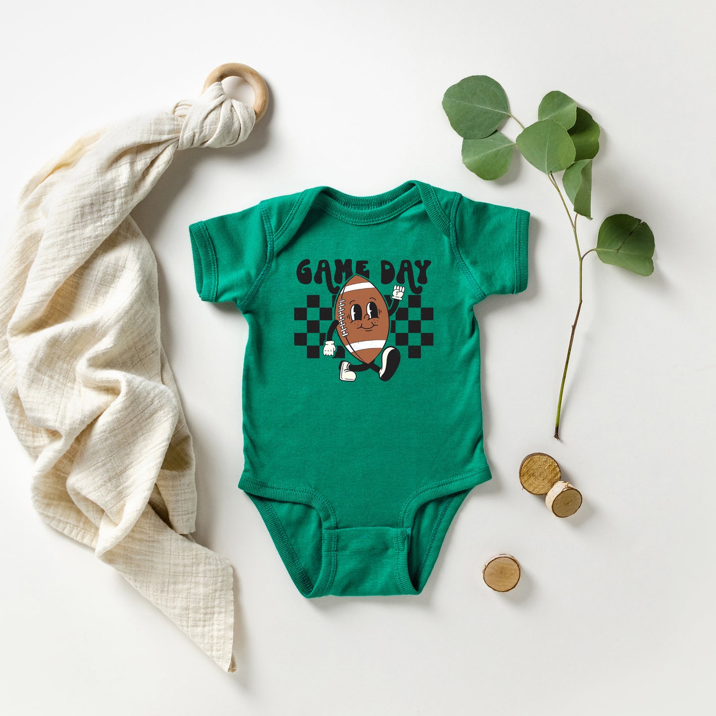 Football Game Day Checkered | Baby Graphic Short Sleeve Onesie