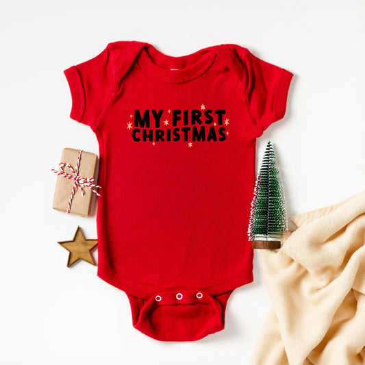 My First Christmas Stars | Baby Graphic Short Sleeve Onesie