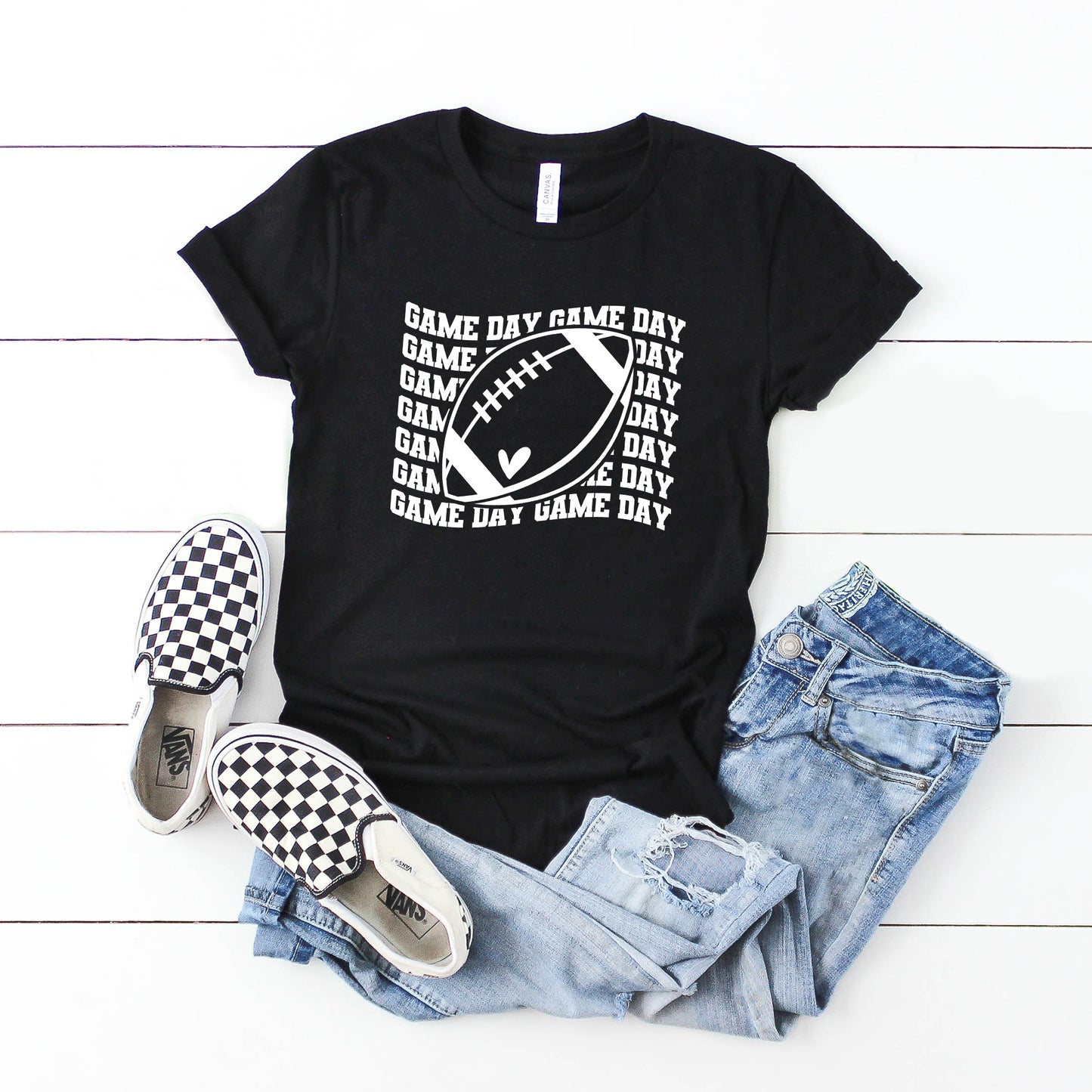 Football Game Day Stacked Wavy | Youth Graphic Short Sleeve Tee