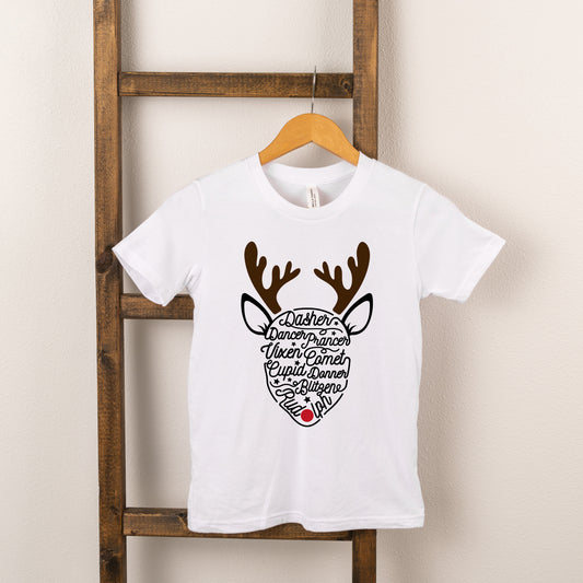 Rudolph Reindeer Names | Toddler Short Sleeve Crew Neck