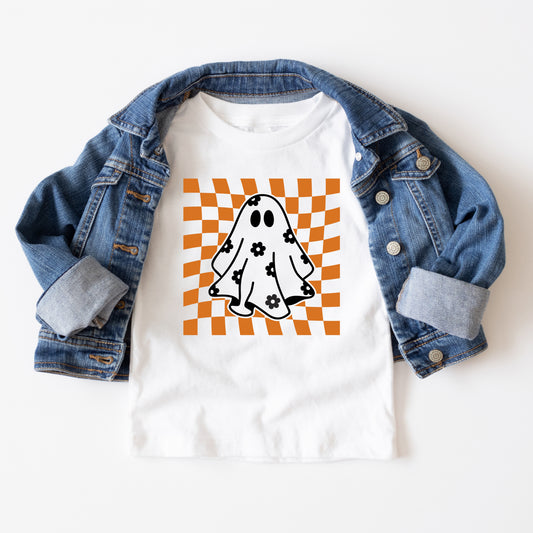 Checkered Flower Ghost | Youth Graphic Short Sleeve Tee