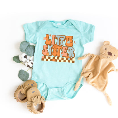 Little Sister Checkered | Baby Graphic Short Sleeve Onesie