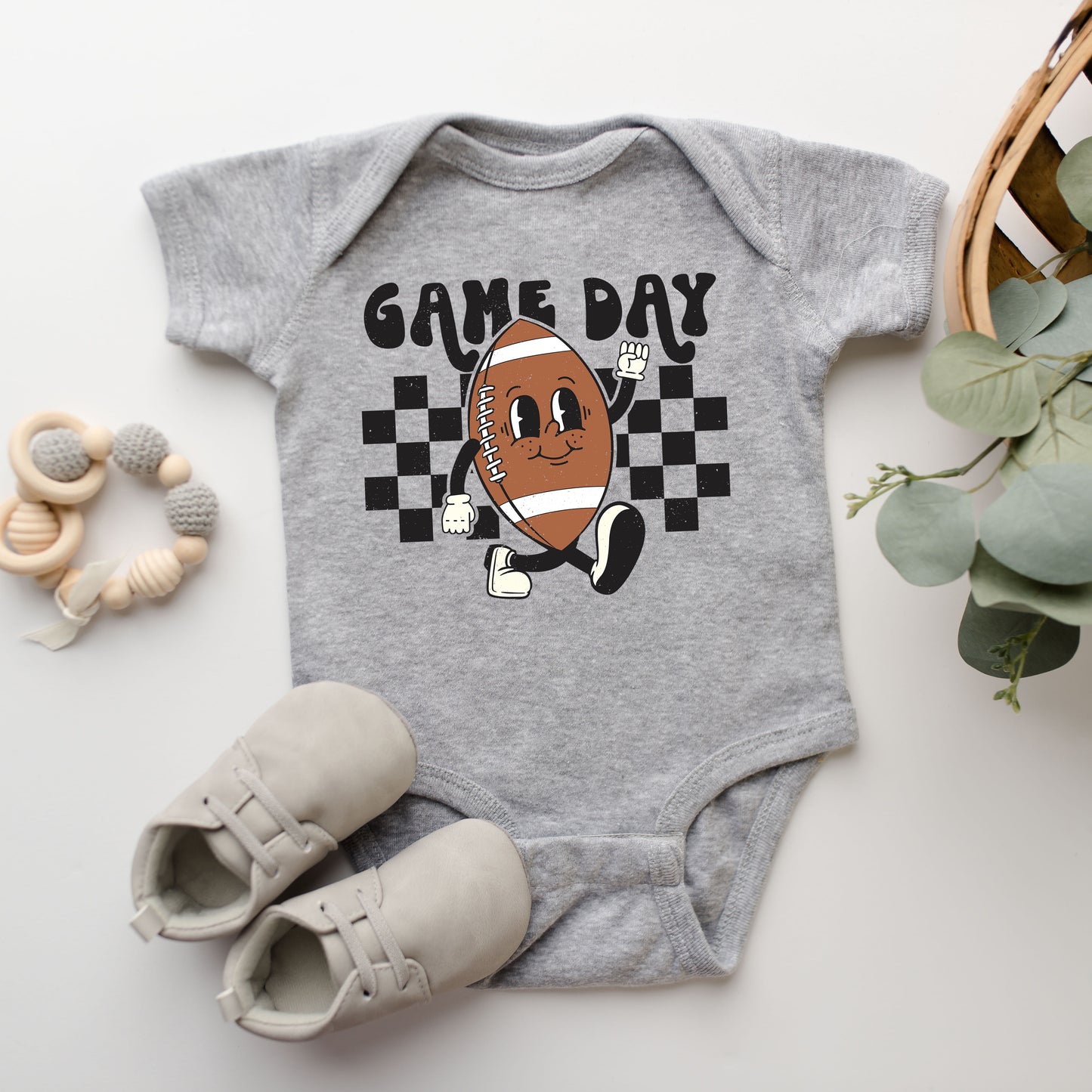 Football Game Day Checkered | Baby Graphic Short Sleeve Onesie