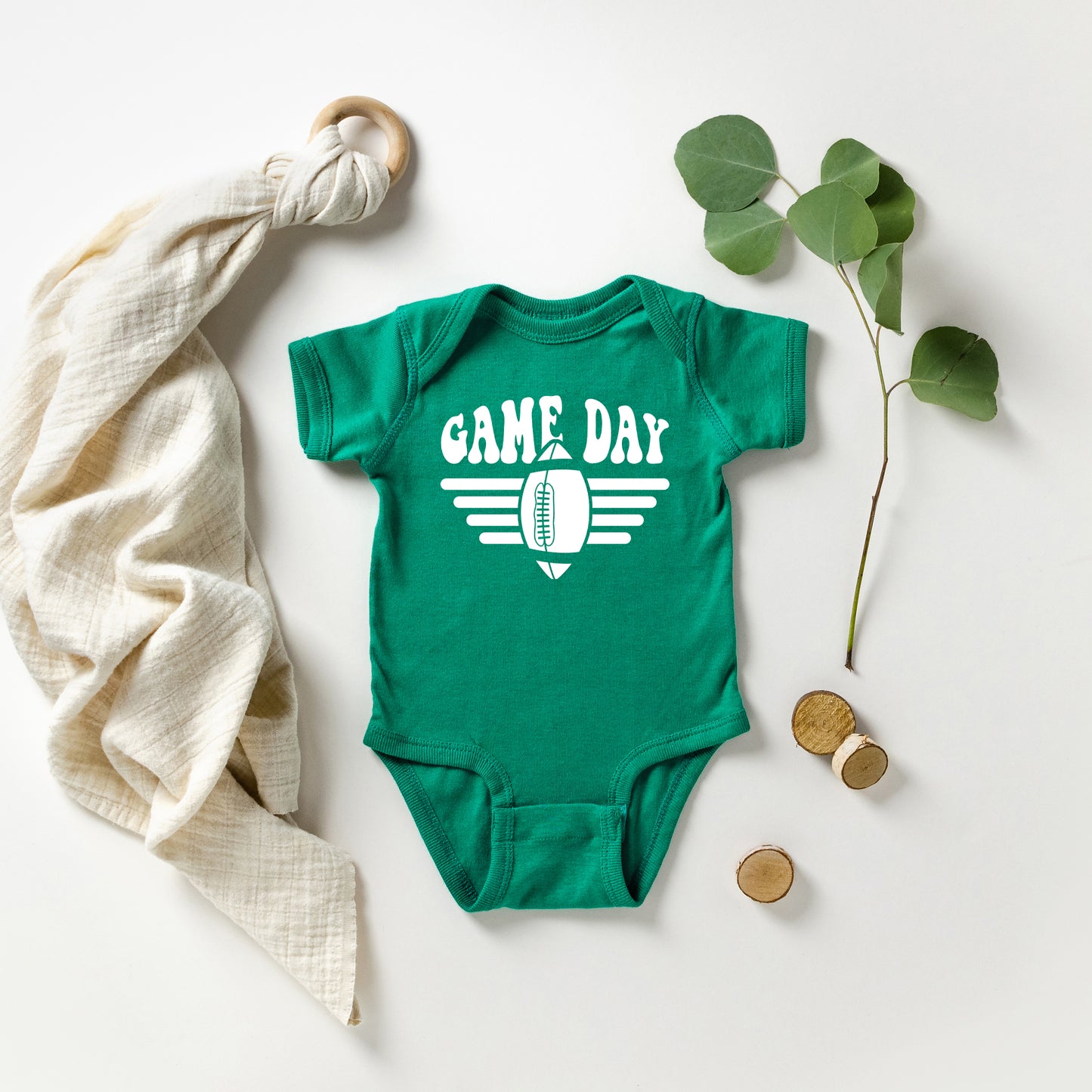 Football Game Day Stripes | Baby Graphic Short Sleeve Onesie