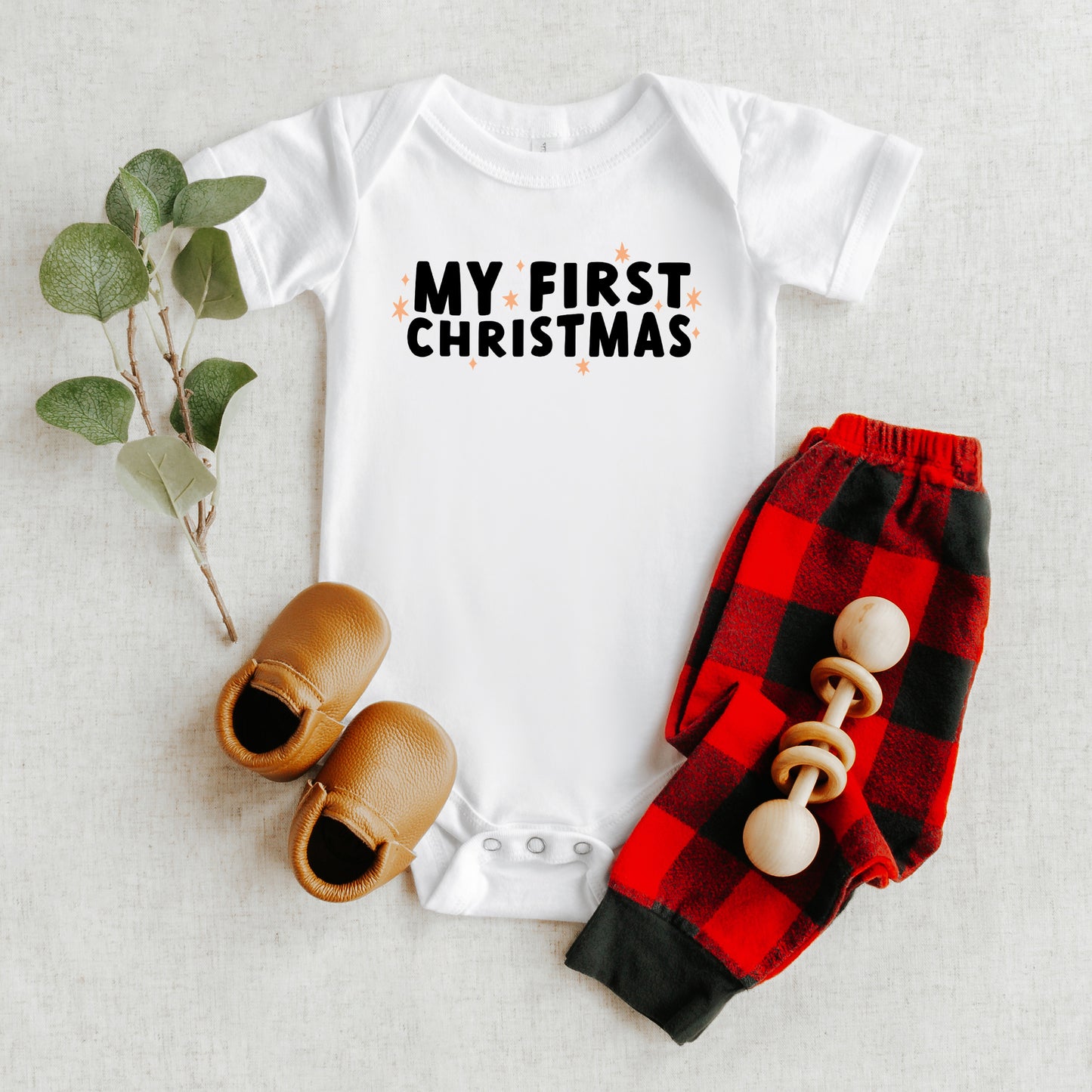 My First Christmas Stars | Baby Graphic Short Sleeve Onesie