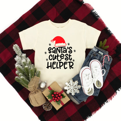Santa's Cutest Helper | Toddler Graphic Short Sleeve Tee