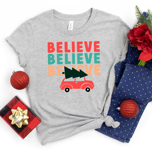 Believe Stacked Car | Toddler Short Sleeve Crew Neck