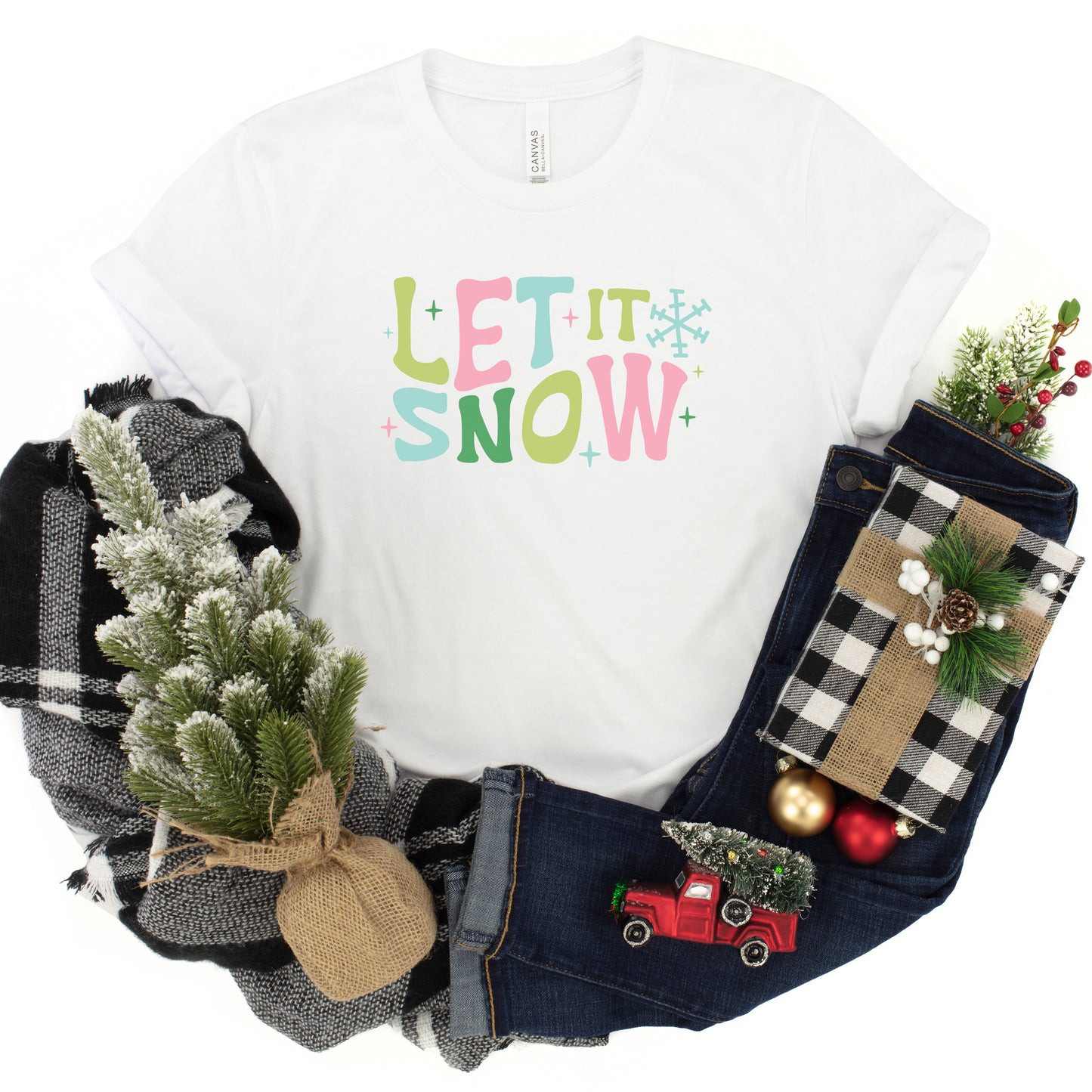 Let It Snow Colorful | Youth Short Sleeve Graphic Tee