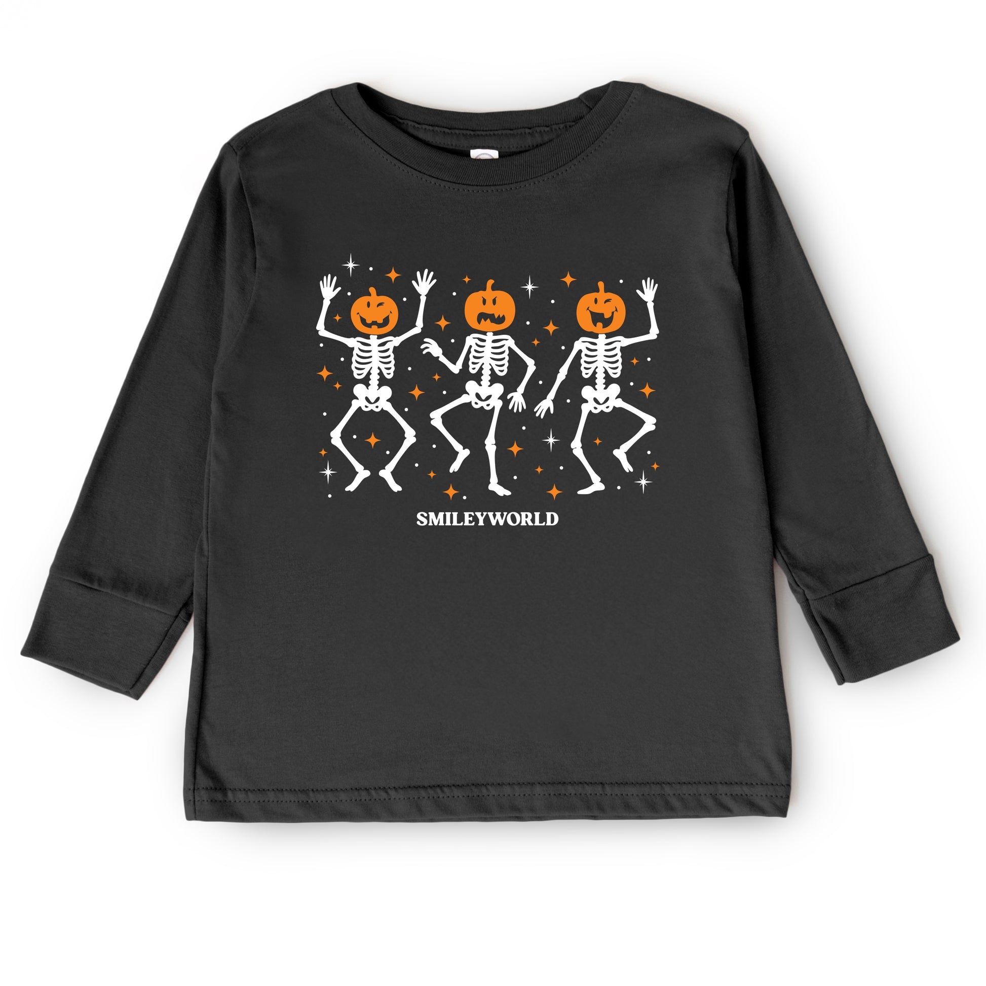 SmileyWorld Dancing Skeleton Pumpkins - Toddler Long Sleeve Graphic Tee and Youth Long Sleeve Graphic T-Shirt