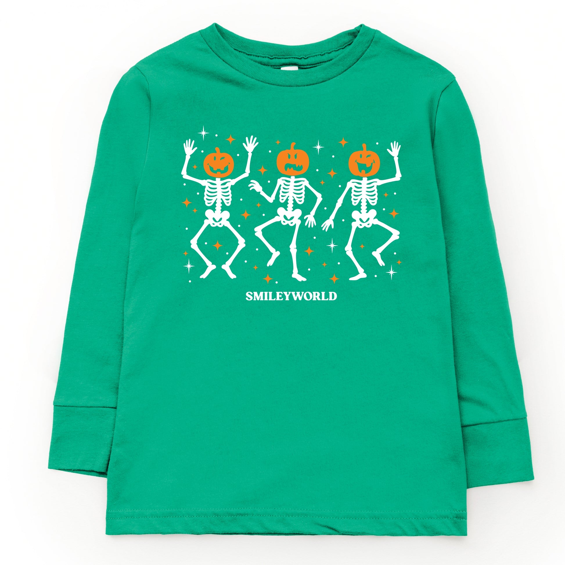 SmileyWorld Dancing Skeleton Pumpkins - Toddler Long Sleeve Graphic Tee and Youth Long Sleeve Graphic T-Shirt