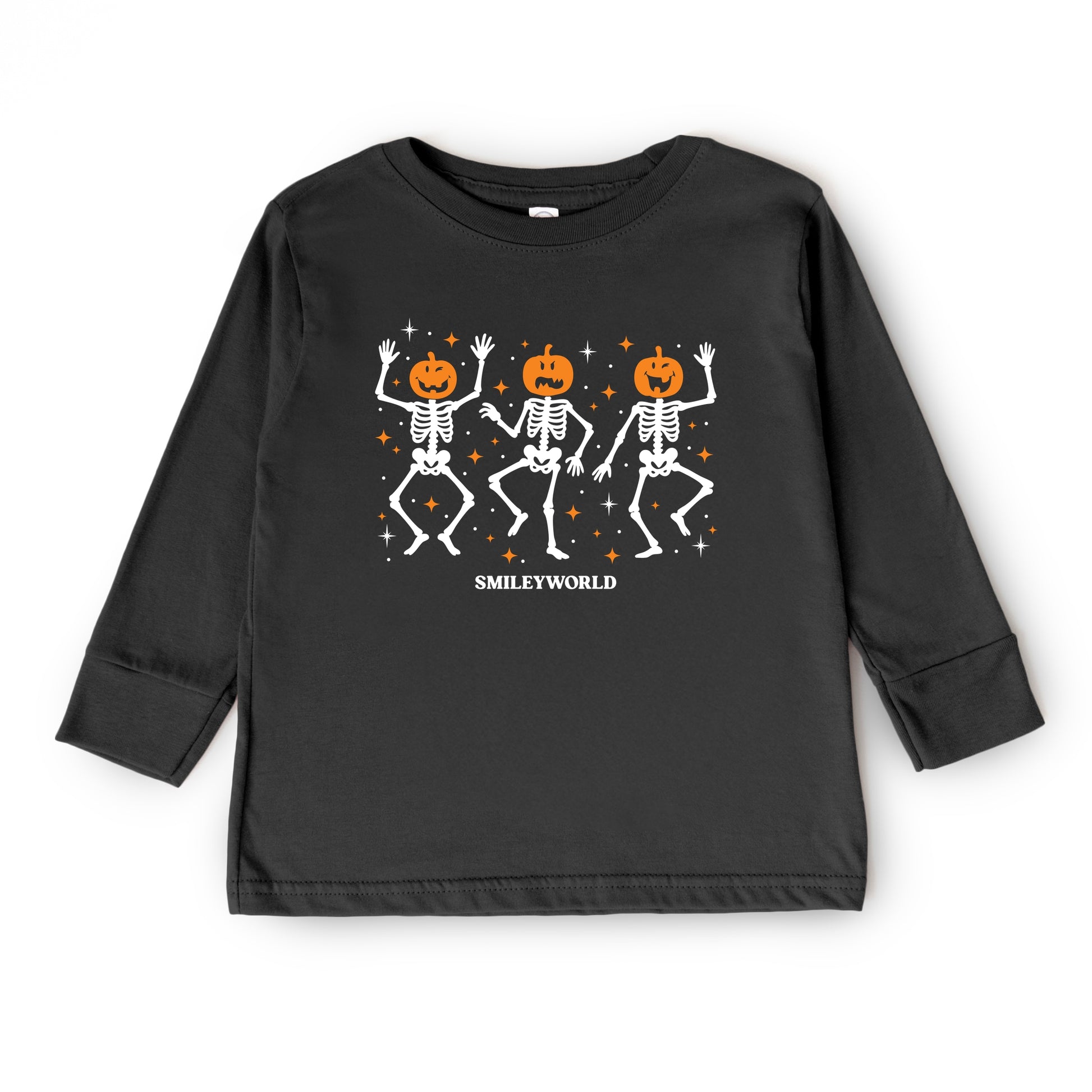 SmileyWorld Dancing Skeleton Pumpkins - Toddler Long Sleeve Graphic Tee and Youth Long Sleeve Graphic T-Shirt