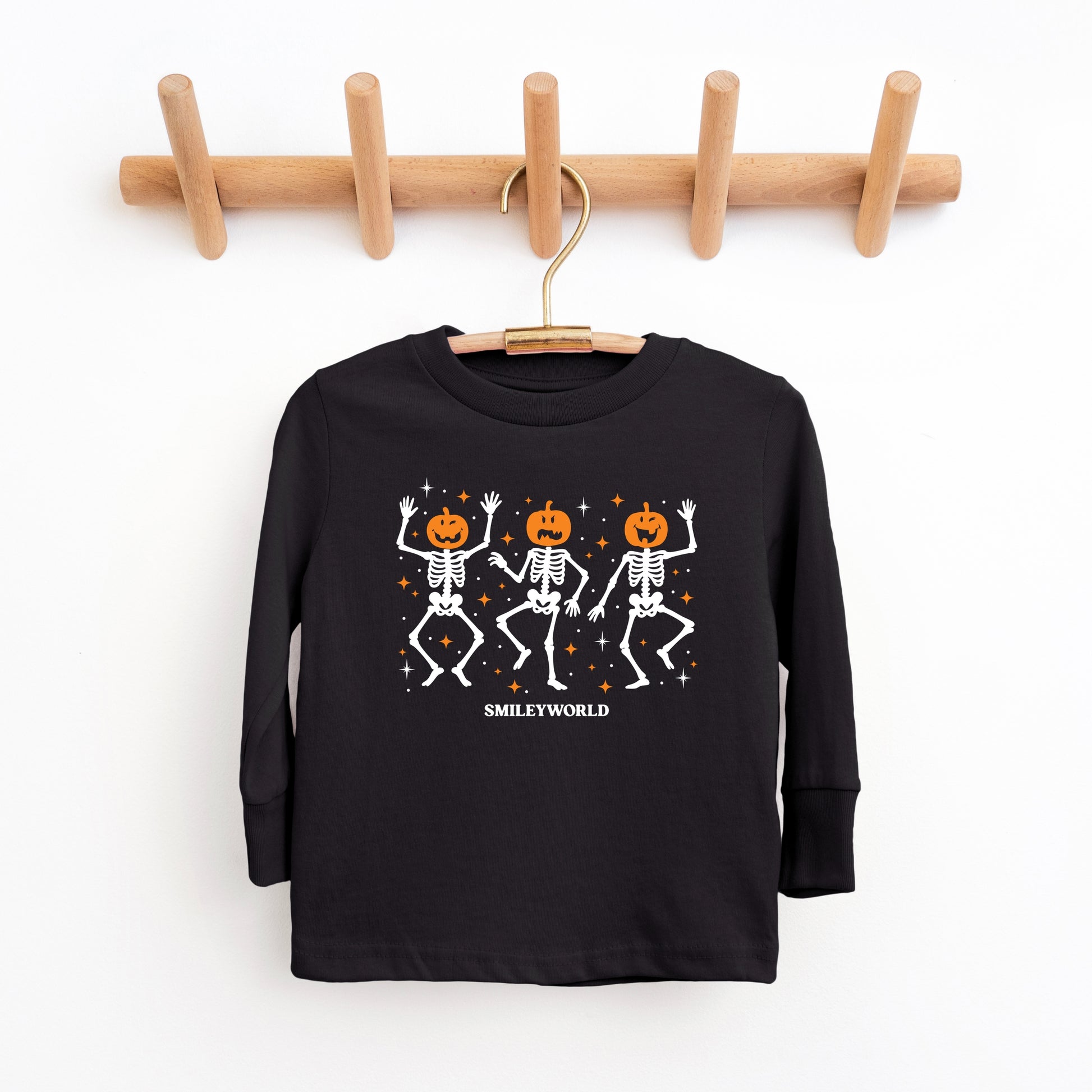 SmileyWorld Dancing Skeleton Pumpkins - Toddler Long Sleeve Graphic Tee and Youth Long Sleeve Graphic T-Shirt