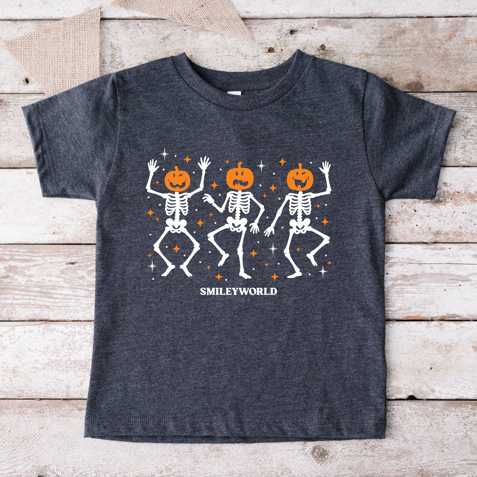 SmileyWorld Dancing Skeleton Pumpkins - Youth Short Sleeve Graphic T-Shirt and Toddler Short Sleeve Graphic T-Shirt