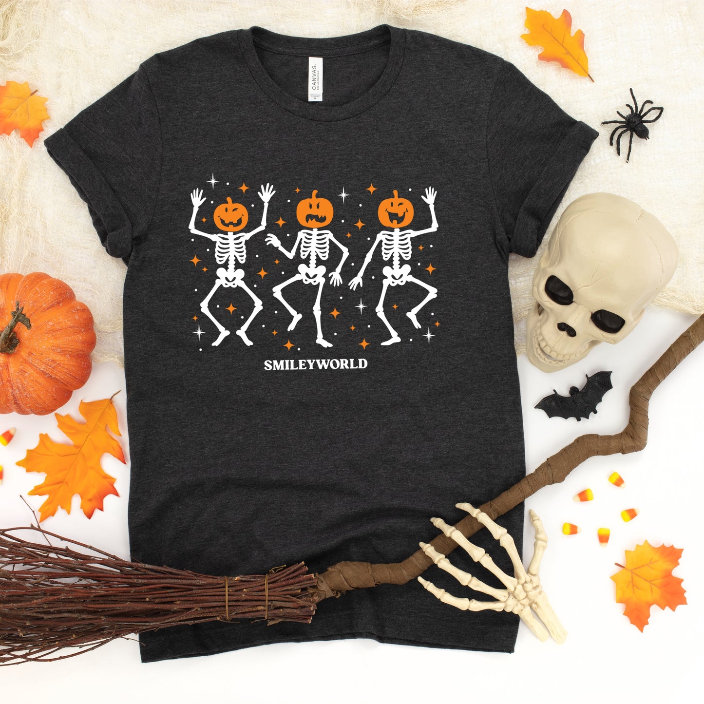 SmileyWorld Dancing Skeleton Pumpkins - Youth Short Sleeve Graphic T-Shirt and Toddler Short Sleeve Graphic T-Shirt