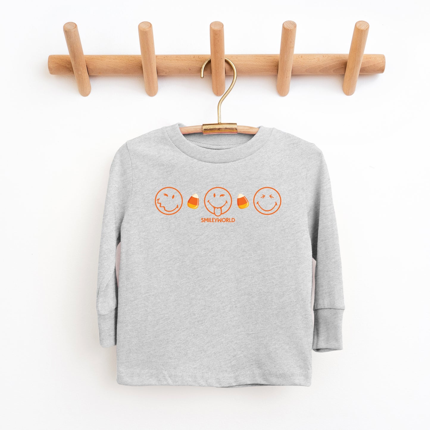 SmileyWorld Candy Corn Outlines - Toddler Long Sleeve Graphic Tee and Youth Long Sleeve Graphic T-Shirt
