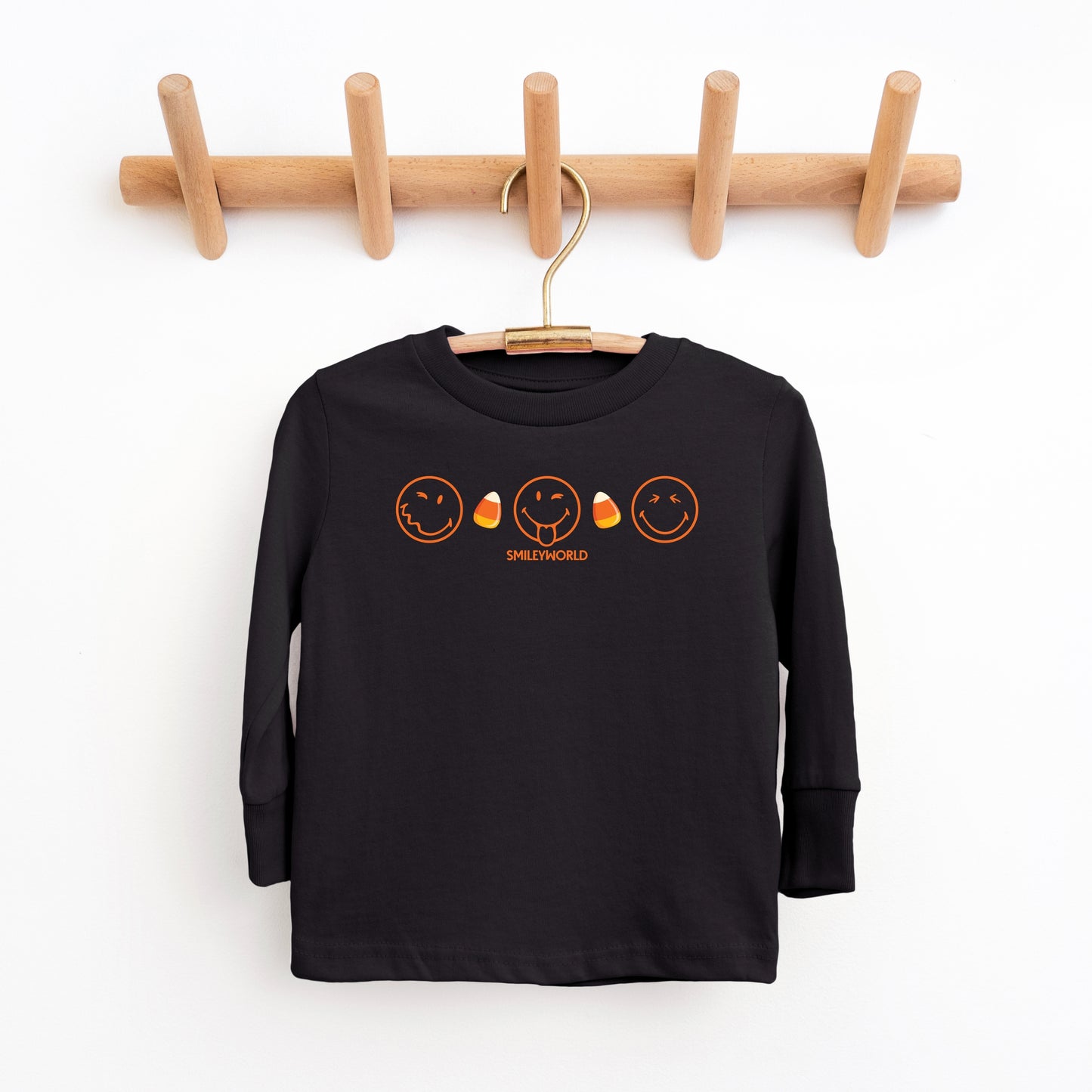 SmileyWorld Candy Corn Outlines - Toddler Long Sleeve Graphic Tee and Youth Long Sleeve Graphic T-Shirt