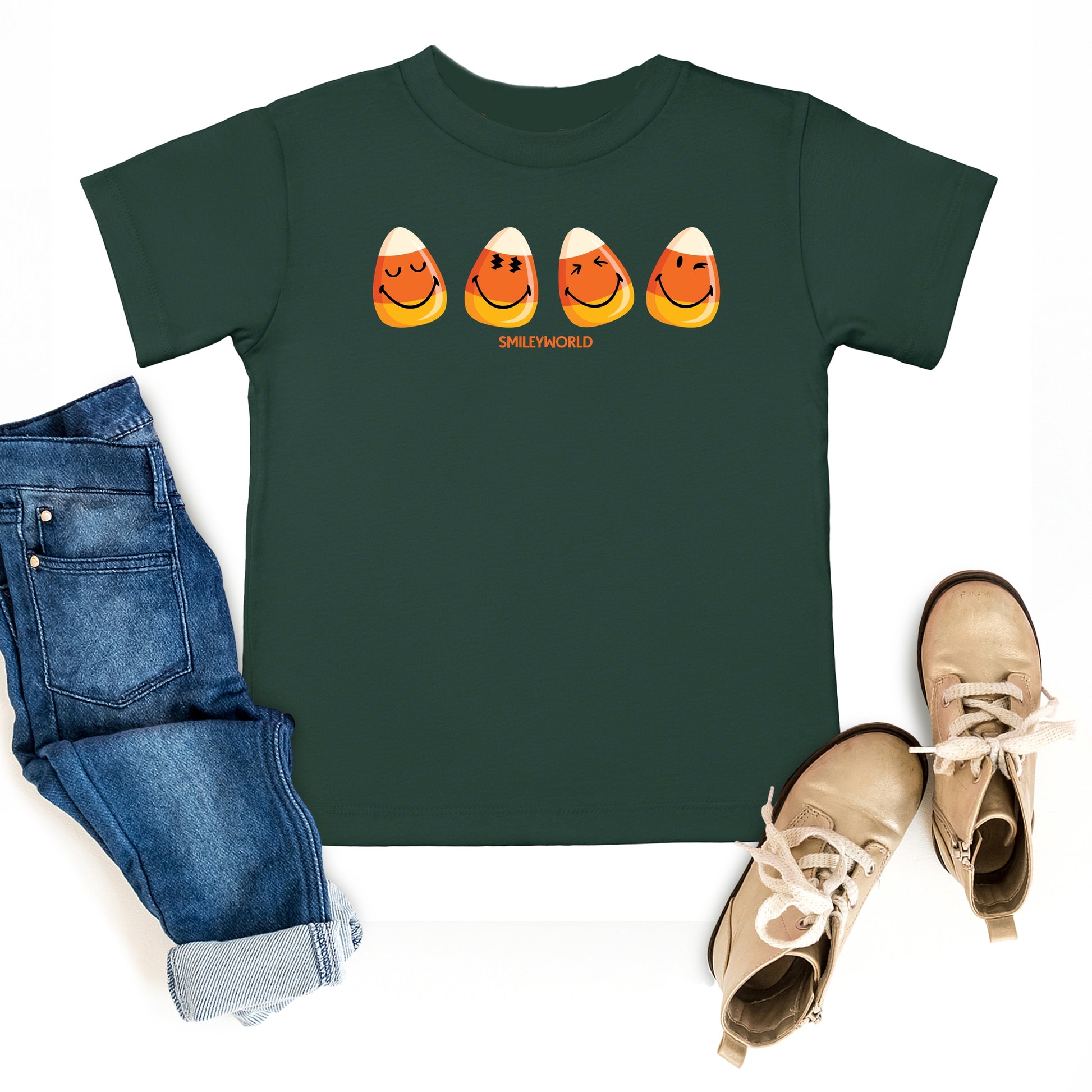 SmileyWorld Candy Corn Smiles - Youth Short Sleeve Graphic T-Shirt and Toddler Short Sleeve Graphic T-Shirt