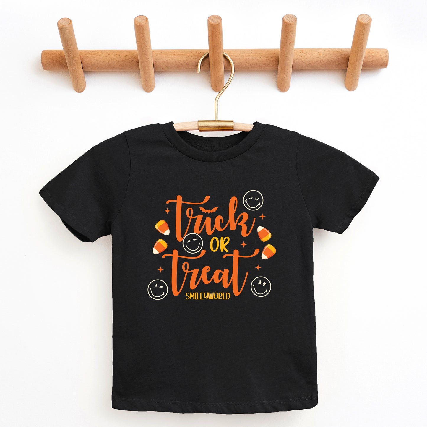 SmileyWorld Trick or Treat Candy - Youth Short Sleeve Graphic T-Shirt and Toddler Short Sleeve Graphic T-Shirt