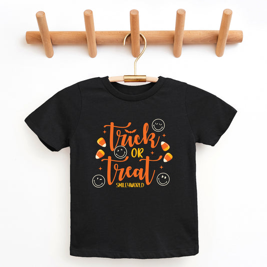 SmileyWorld Trick or Treat Candy - Youth Short Sleeve Graphic T-Shirt and Toddler Short Sleeve Graphic T-Shirt