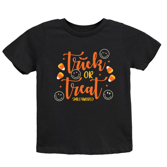 SmileyWorld Trick or Treat Candy - Youth Short Sleeve Graphic T-Shirt and Toddler Short Sleeve Graphic T-Shirt