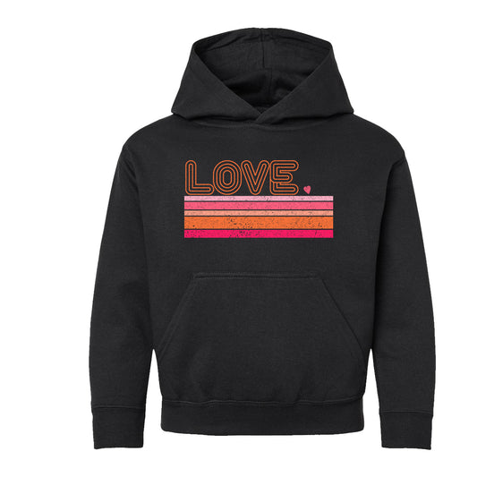 Retro Love Stripes | Youth Graphic Hoodie