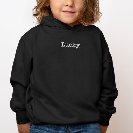 Embroidered Lucky Typewriter | Toddler Graphic Hoodie