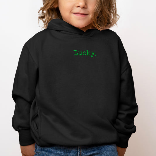 Embroidered Lucky Typewriter | Toddler Graphic Hoodie
